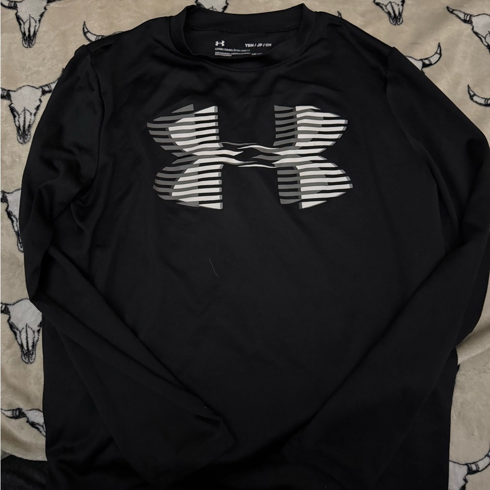 Under Armour Kids Black and White Long Sleeve Tee